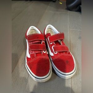 Kids Red Velcro vans size 13